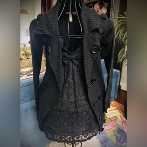 Boho Black Cardigan - Small